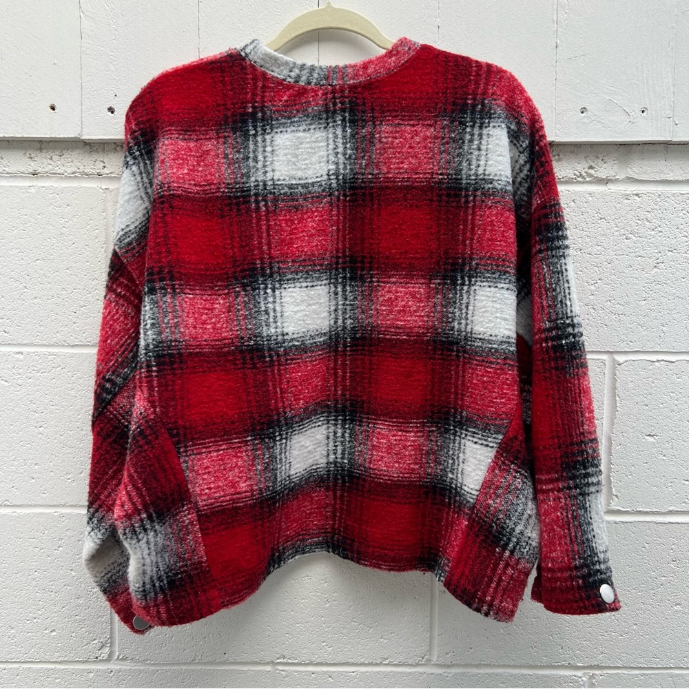 Zara women’s bat wing sleeve flannel shirt. - Picture 5 of 7